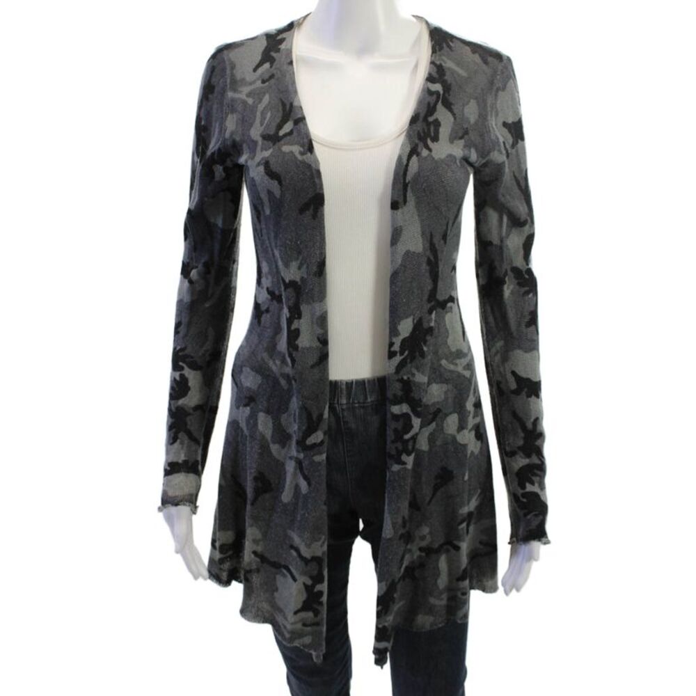 Acrobat Unisex Black Camouflage Cardigan Long Sleeve Silk Cashmere Size S